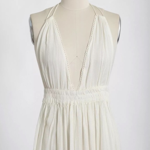 NWT America & Beyond white metallic striped backless maxi dress S $89 - Picture 3 of 6